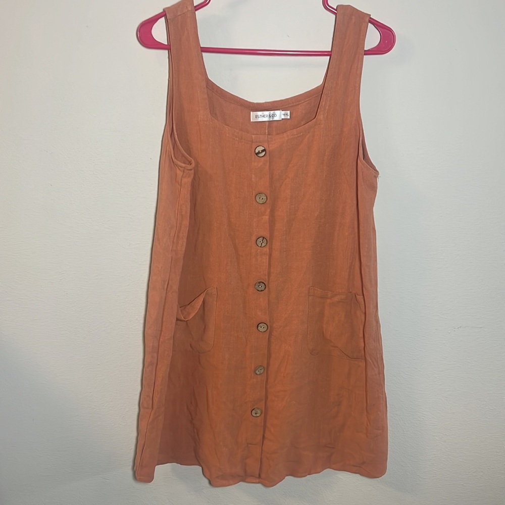 Esther & Co Linen Coral Tank Dress XL